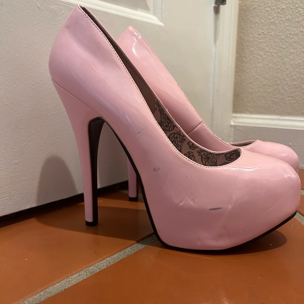 Pink Bordello heels, worn once.